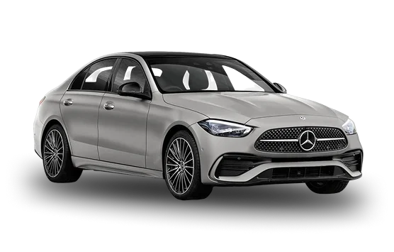 Silver Mercedes C-Class saloon, premium car hire in Calahonda