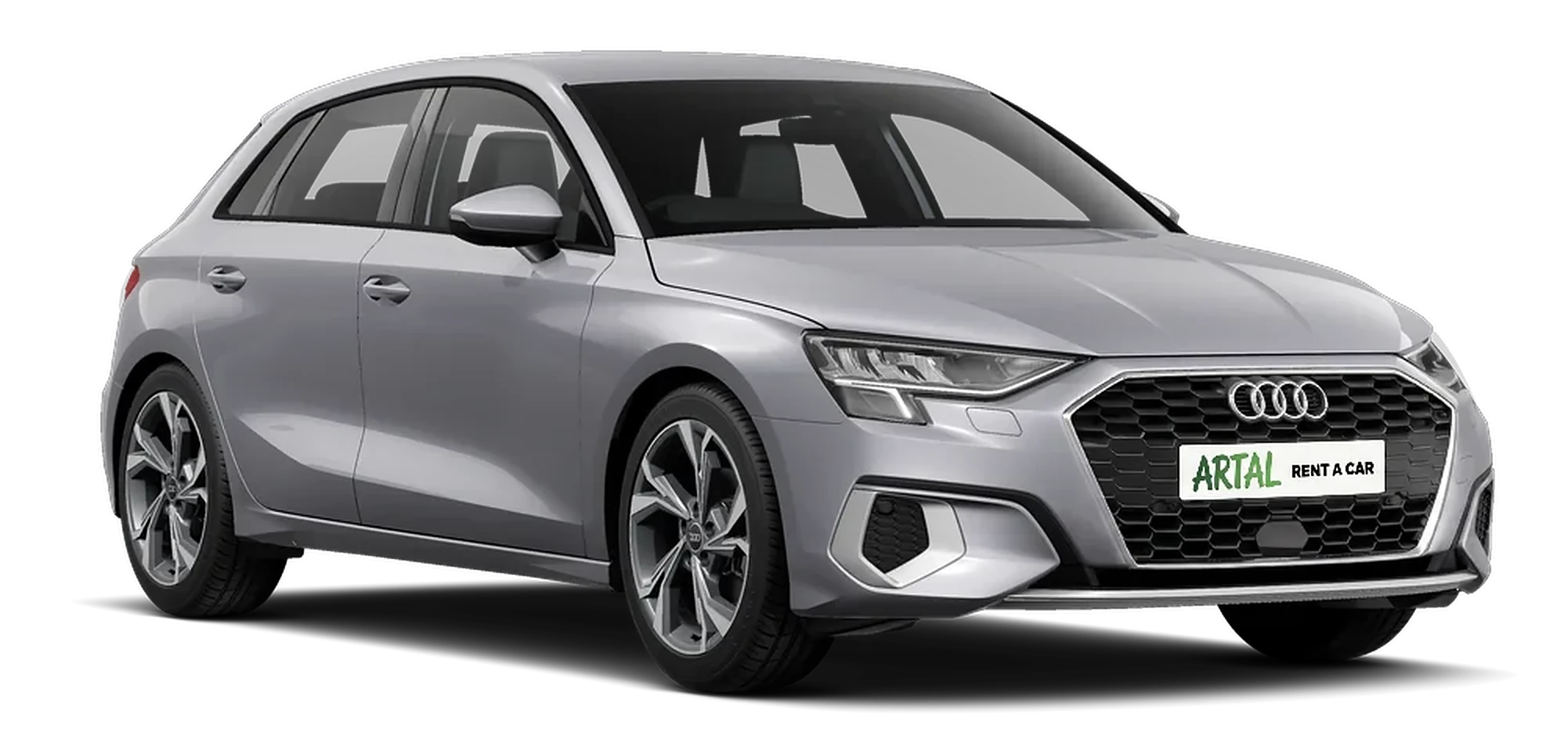 Silver five-door Audi A3 with Artal plate, rent a car in Calahonda