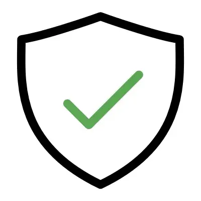 Icono de escudo negro con marca de verificación verde, servicio de rent a car en Calahonda