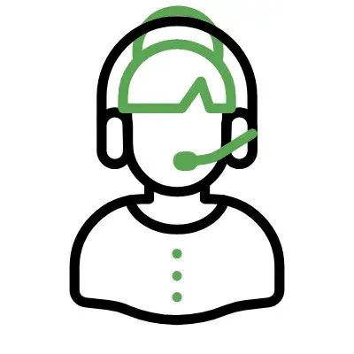 Icono de agente con auriculares y micrófono, atención al cliente de Artal Rent A Car Calahonda